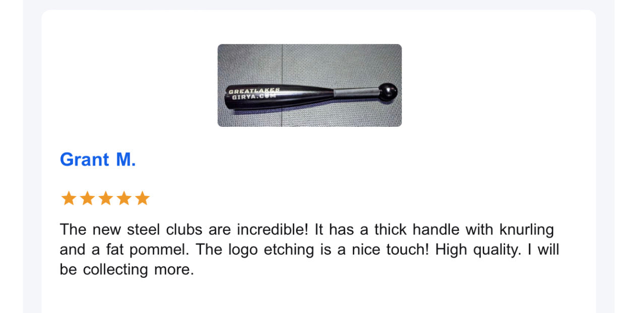 E-Coated and Knurled Steel Clubs